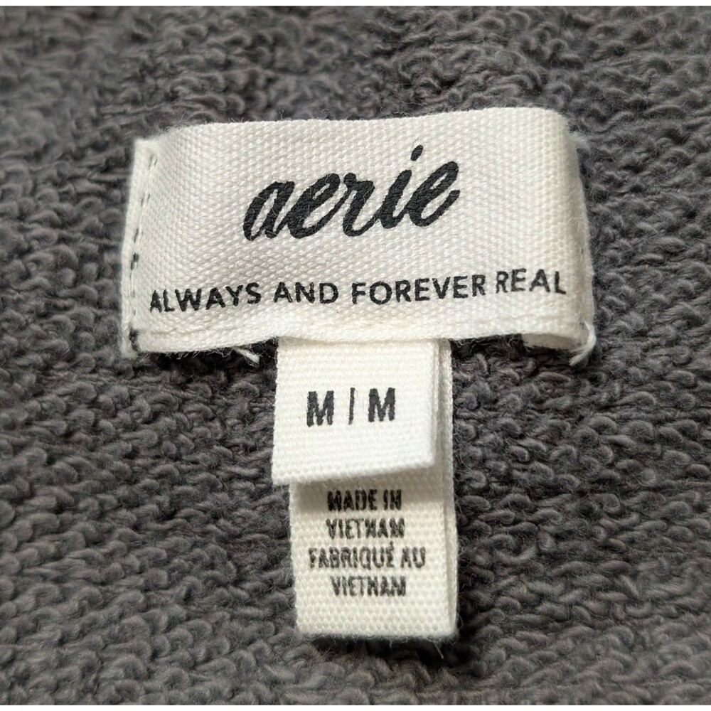 NWOT Aerie Size M Easy Street Gauze Sweatshirt Tassel Tie Grey Oversized Boho - Picture 7 of 11